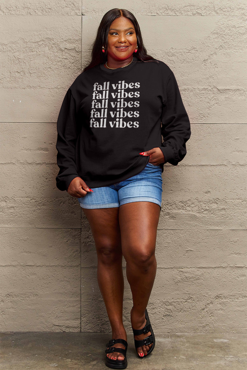 Full Size FALL VIBES Graphic Sweatshirt - Body By J'ne