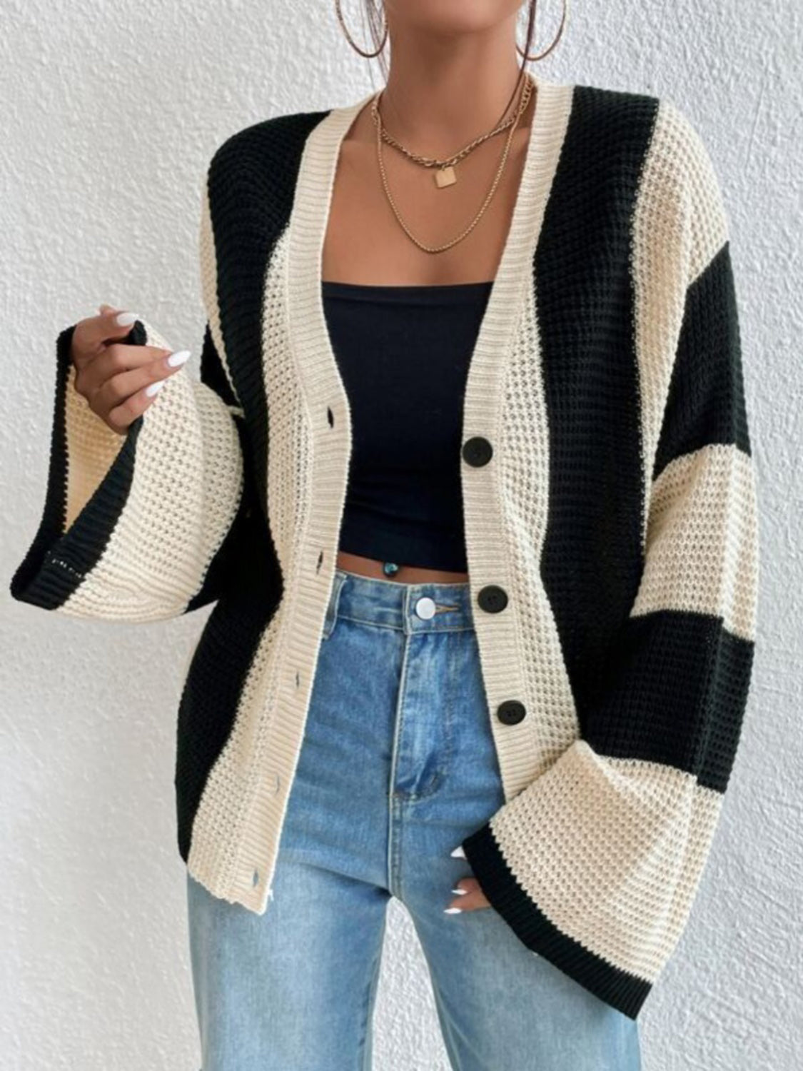 Striped Button Up Cardigan - Body By J'ne