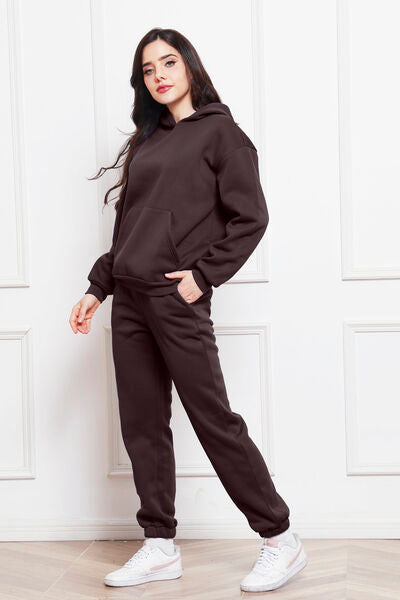 Drop Shoulder Long Sleeve Hoodie and Pants Set - Body By J'ne