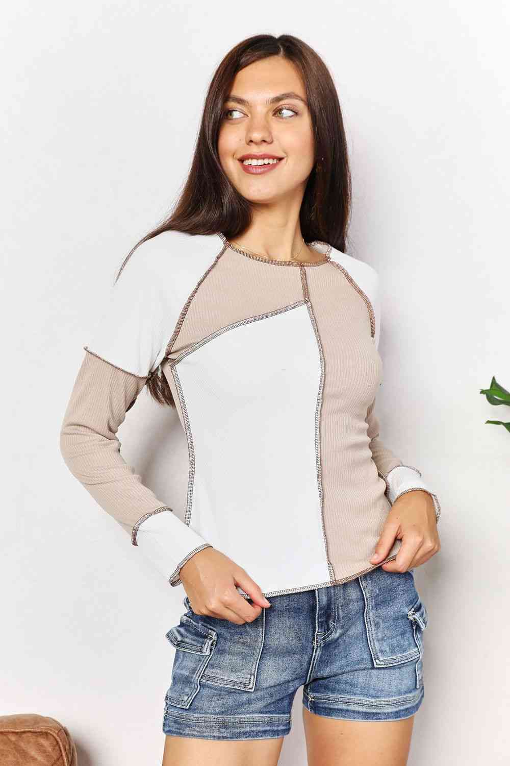 Color Block Exposed Seam Top - Body By J'ne