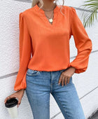 Notched Balloon Sleeve Blouse - Body By J'ne