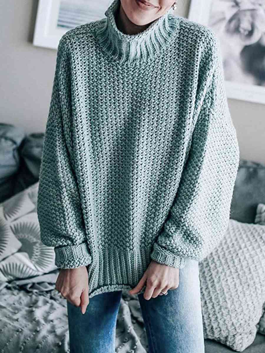 Turtleneck Dropped Shoulder Sweater - Body By J'ne