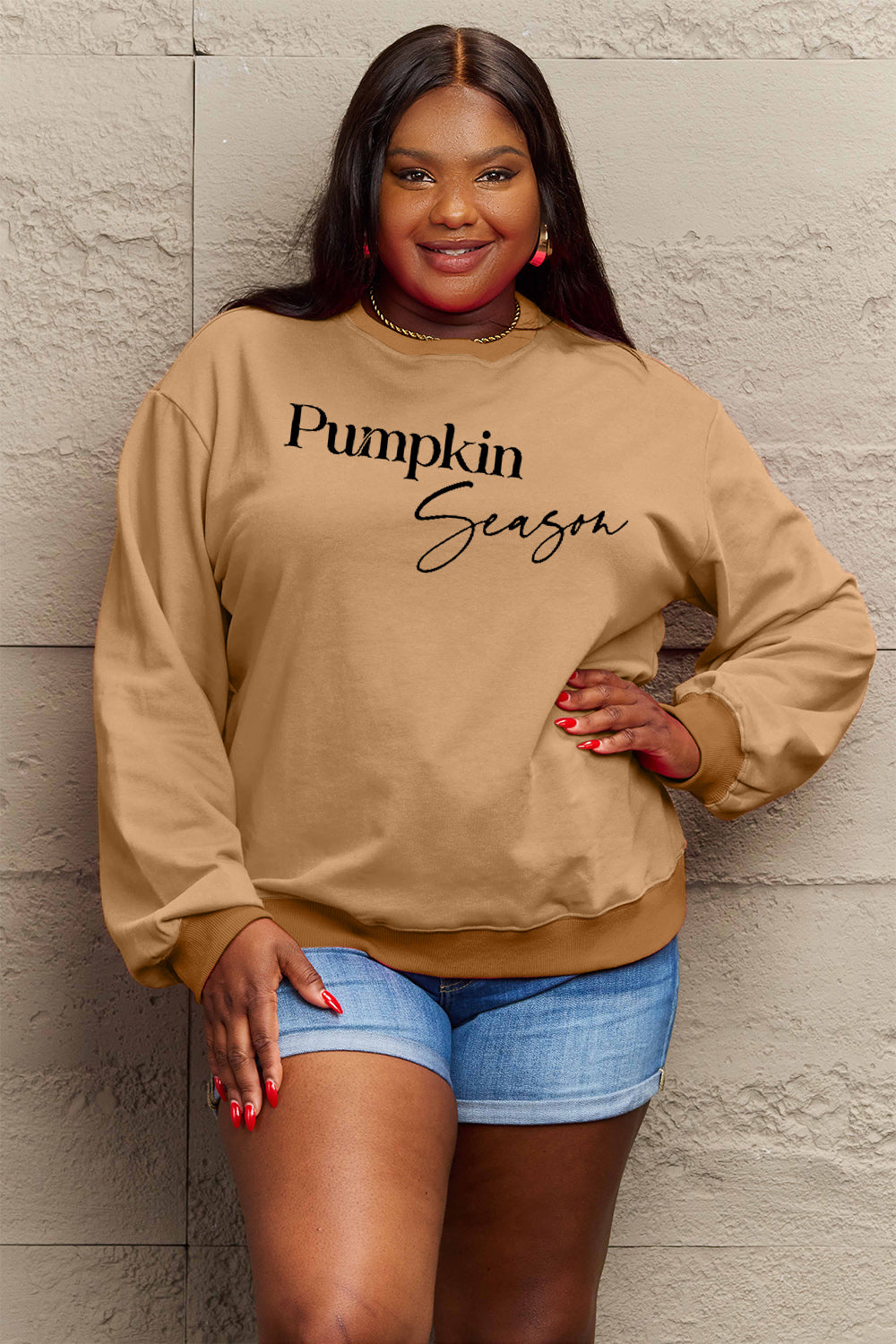 Full Size PUMPKIN SEASON Graphic Sweatshirt - Body By J'ne