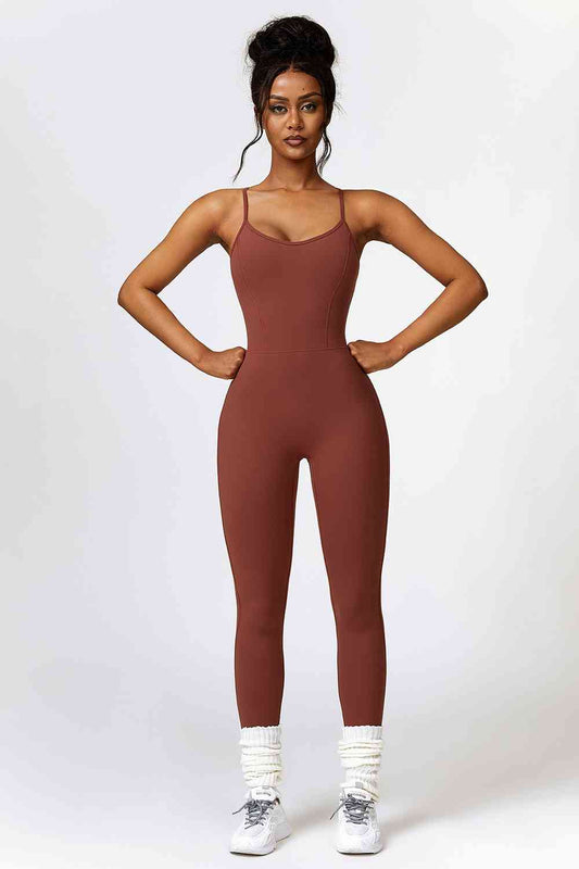 Open Back Spaghetti Strap Sports Jumpsuit - Body By J'ne