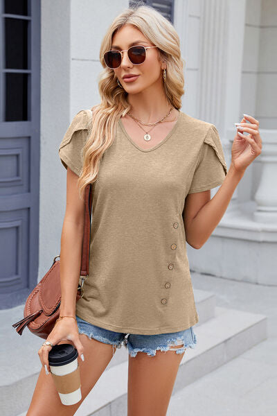 V-Neck Short Sleeve T-Shirt - Body By J'ne