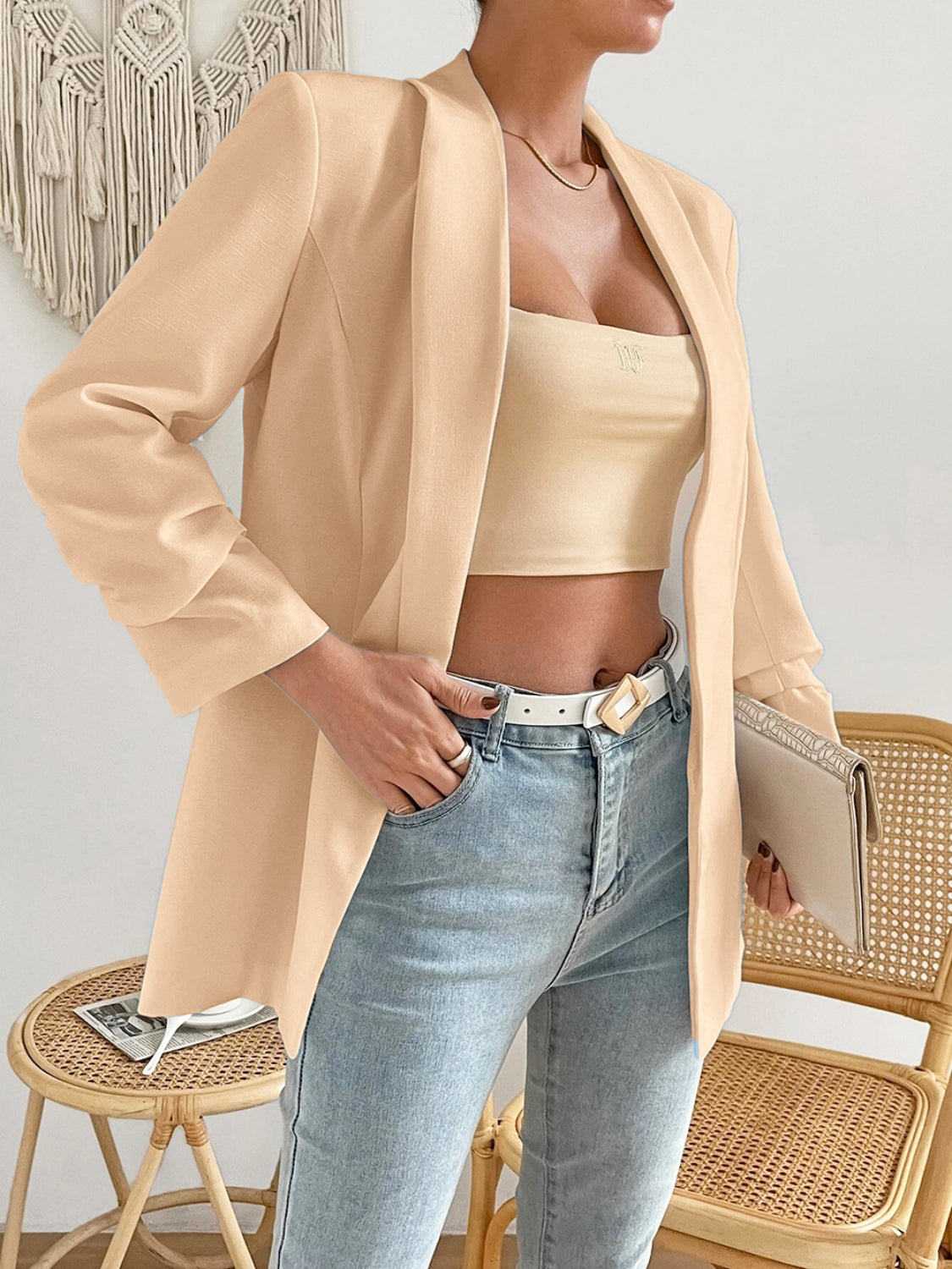 Shawl Collar Long Sleeve Blazer - Body By J'ne