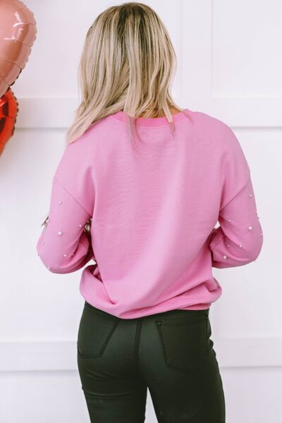 Pearl Round Neck Dropped Shoulder Sweatshirt - Body By J'ne