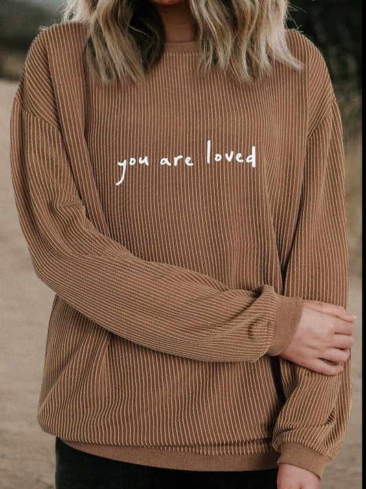 YOU ARE LOVED Graphic Dropped Shoulder Sweatshirt - Body By J'ne