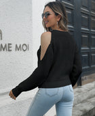 Cold-Shoulder Round Neck Sweater - Body By J'ne