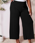 Smocked Wide Waistband Wide Leg Pants - Body By J'ne