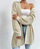 Open Front Dropped Shoulder Slit Cardigan - Body By J'ne