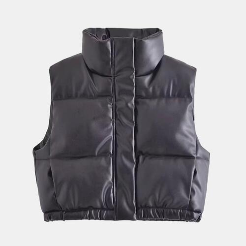 Zip-Up Drawstring Puffer Vest - Body By J'ne