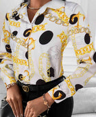 Printed Collared Neck Long Sleeve Shirt - Body By J'ne