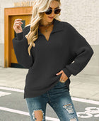 Ribbed Johnny Collar Pullover Sweater - Body By J'ne