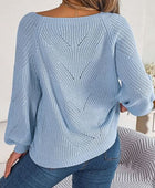 Openwork Buttoned Square Neck Sweater - Body By J'ne