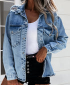 Distressed Snap Down Denim Jacket - Body By J'ne