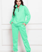 Half Zip Long Sleeve Sweatshirt and Pants Set - Body By J'ne