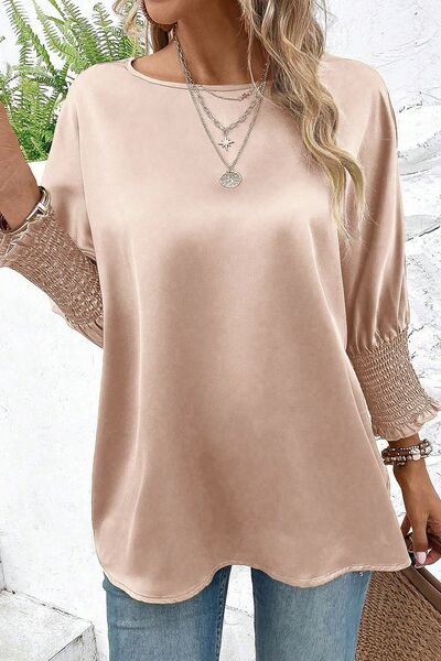 Round Neck Batwing Sleeve Blouse - Body By J'ne