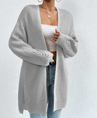 Open Front Dropped Shoulder Slit Cardigan - Body By J'ne