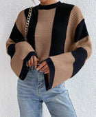 Crew Neck Waffle Drop Shoulder Knit Sweater - Body By J'ne