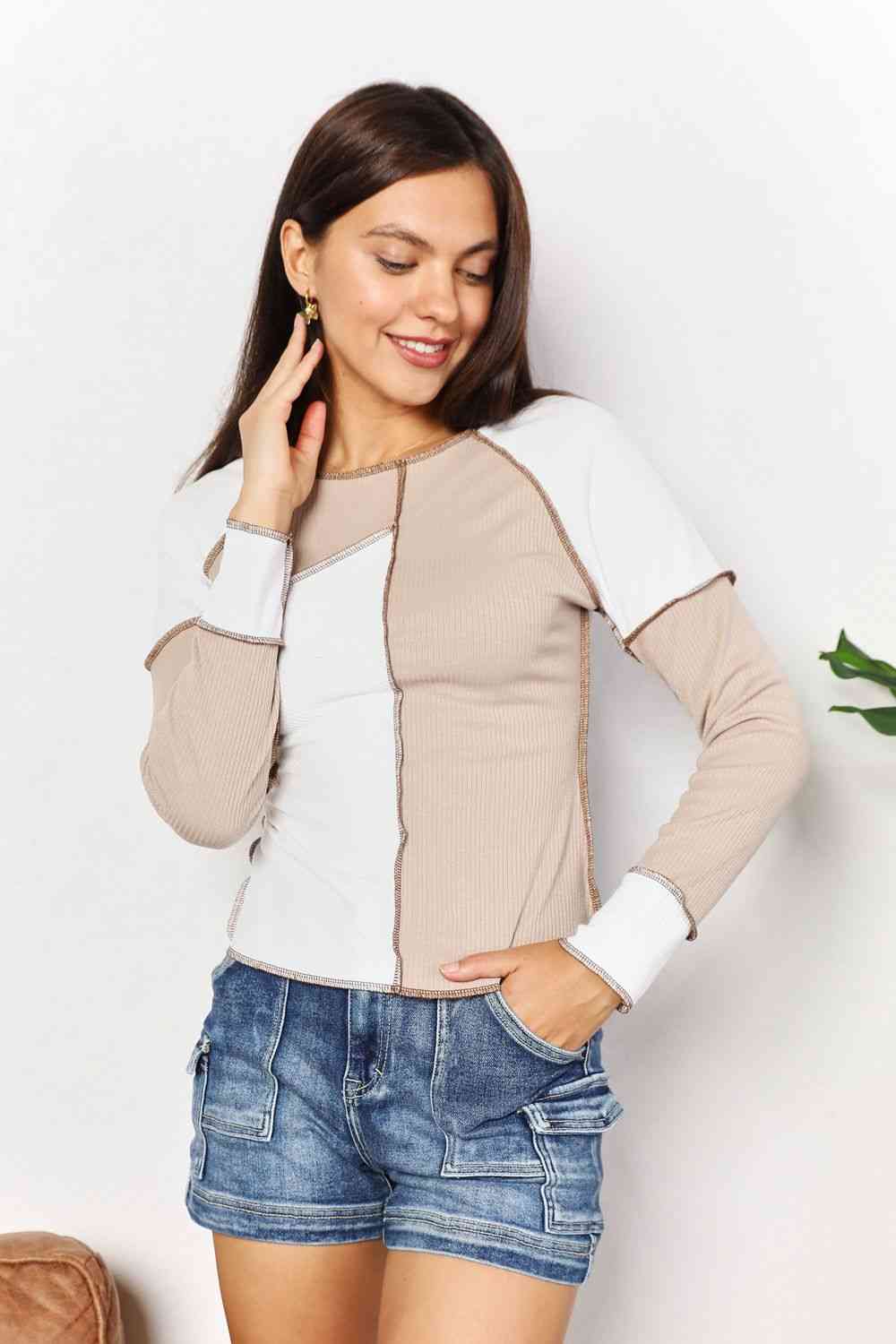 Color Block Exposed Seam Top - Body By J'ne