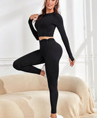 Ruched Round Neck Top and Active Leggings Set - Body By J'ne