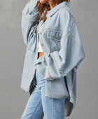 Button Down Raw Hem Denim Jacket - Body By J'ne