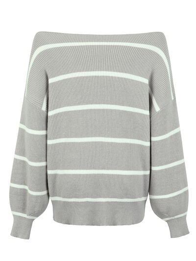 Striped Dropped Shoulder Pullover Sweater - Body By J'ne