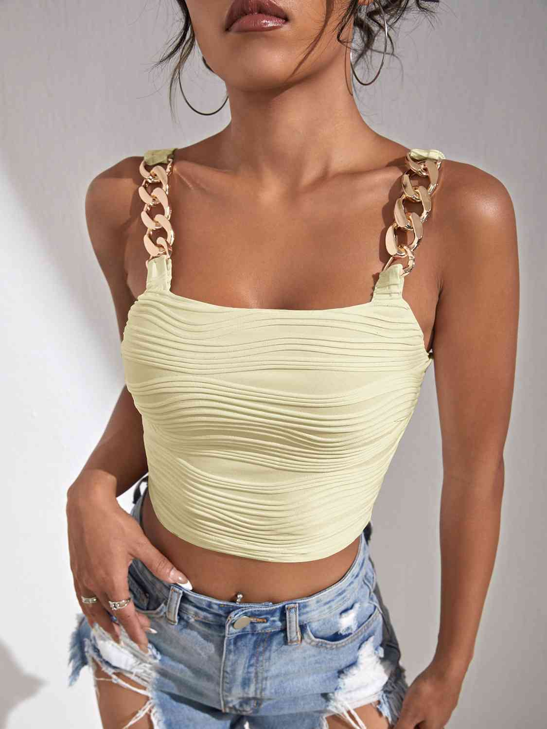 Chain Detail Square Neck Tank - Body By J'ne