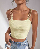 Chain Detail Square Neck Tank - Body By J'ne