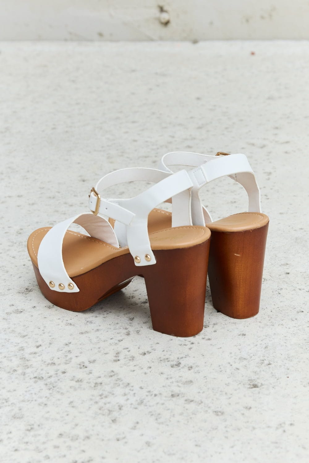 Time After Time Wooden Platform Strap Heels - Body By J'ne