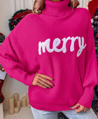 Rose Merry Letter Embroidered High Neck Sweater - Body By J'ne