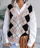 Plaid V-Neck Sweater Vest - Body By J'ne