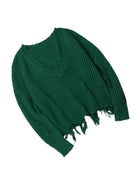 Green Tainted Love Cotton Distressed Sweater - Body By J'ne