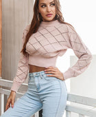 Openwork Plaid Round Neck Cropped Sweater - Body By J'ne