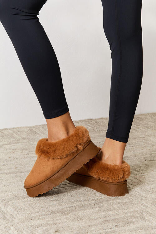 Furry Chunky Platform Ankle Boots - Body By J'ne