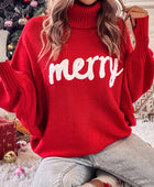 Rose Merry Letter Embroidered High Neck Sweater - Body By J'ne