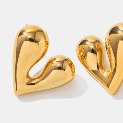 Heart Shape Stainless Steel Stud Earrings - Body By J'ne