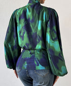 Tie-Dye Button Up Balloon Sleeve Blouse - Body By J'ne