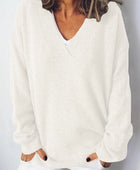 V-Neck Dropped Shoulder Sweater - Body By J'ne