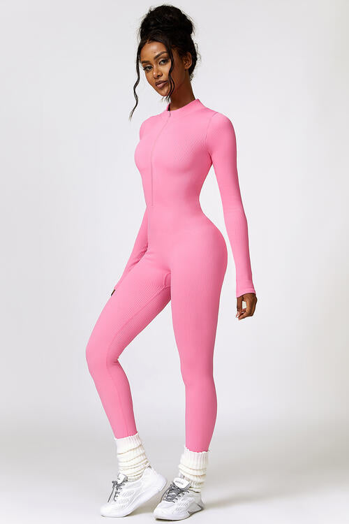 Half Zip Long Sleeve Active Jumpsuit - Body By J'ne