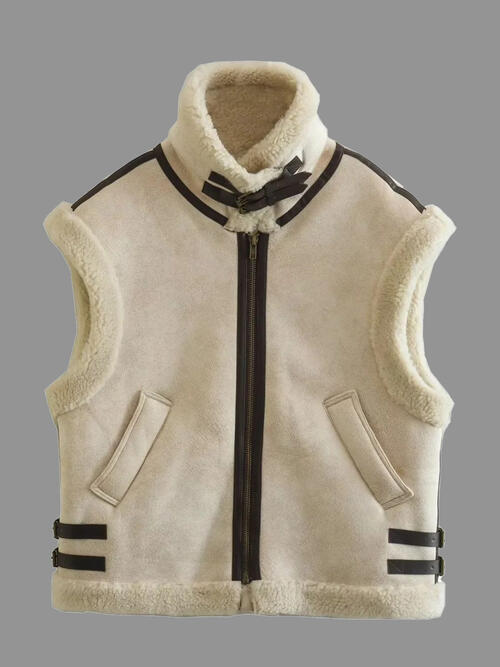 Contrast Zip Up Fleece Vest - Body By J'ne