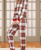 Plaid Round Neck Top and Pants Set - Body By J'ne