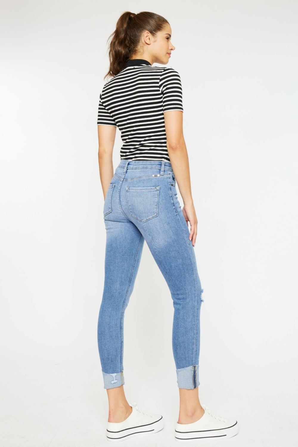 Distressed Cat's Whiskers Button Fly Jeans - Body By J'ne