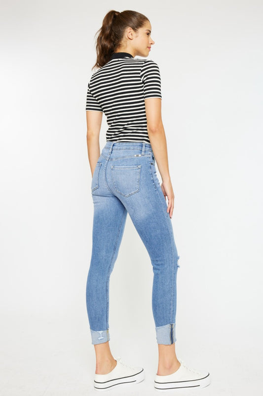 Distressed Cat's Whiskers Button Fly Jeans - Body By J'ne
