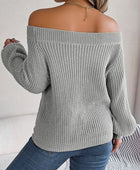 Openwork Off-Shoulder Long Sleeve Sweater - Body By J'ne