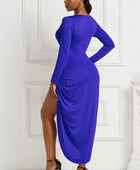 High-low Ruched Surplice Long Sleeve Dress - Body By J'ne