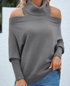 Off Shoulder Turtleneck Batwing Sleeve Sweater - Body By J'ne
