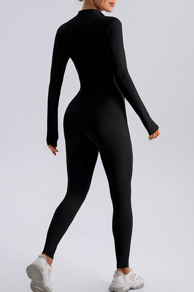 Half Zip Mock Neck Active Jumpsuit - Body By J'ne