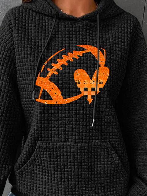 Football Graphic Drawstring Hoodie - Body By J'ne